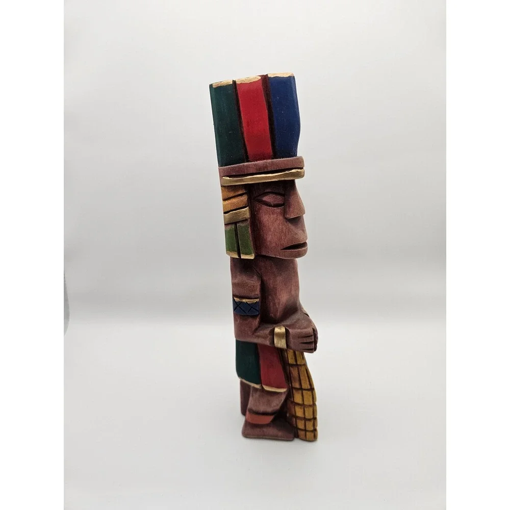 Vintage Handcarved Lightweight Wooden Folk Art Aztec/Mayan Style Totem 9